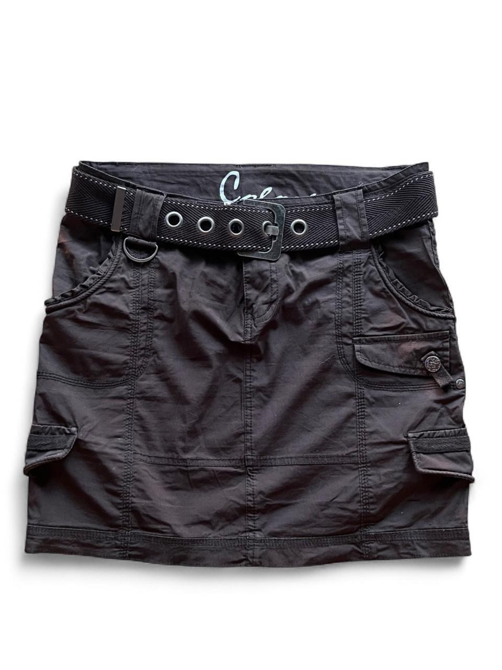 Y2K Brown cargo mini skirt with belt